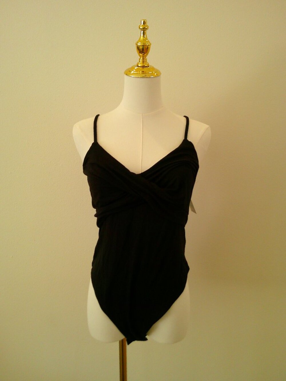 A New Day Black Bodysuit with Ruched Top Medium